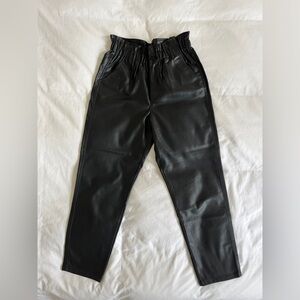 Mango Faux Leather Paper-bag Pants